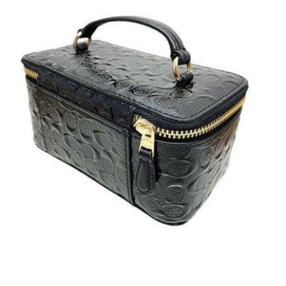 Coach Mini Vanity Case Black Patent Logo Leather - Picture 7 of 10